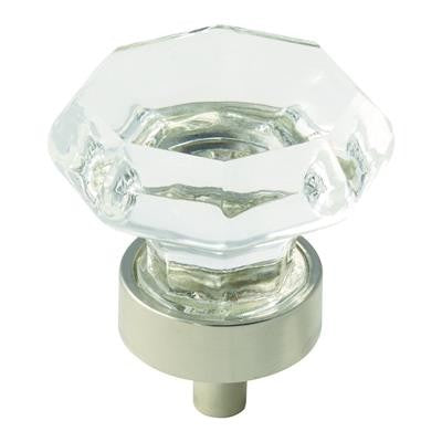Traditional Classics Zinc & Tempered Glass Clear / Polished Nickel Cabinet Knob 1
