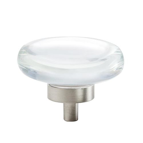 Glacio Aluminum & Glass Clear / Satin Nickel Cabinet Knob 1