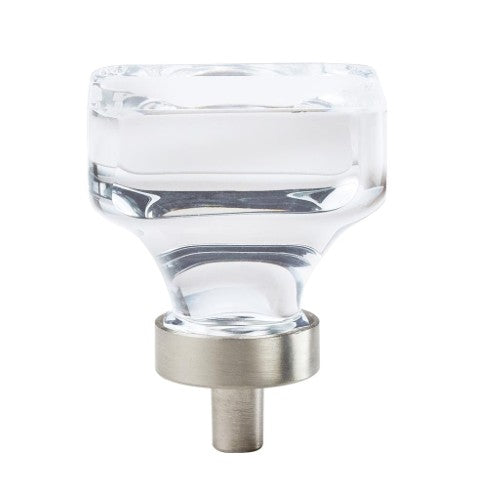 Glacio Aluminum & Glass Clear / Satin Nickel Cabinet Knob 2