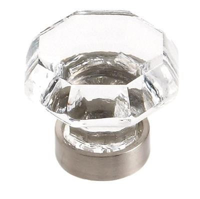 Traditional Classics Zinc & Tempered Glass Clear / Satin Nickel Cabinet Knob 1