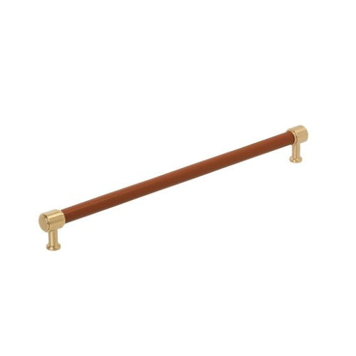 Fairlane Zinc & Leather Cognac Leather / Champagne Bronze Appliance Pull 2