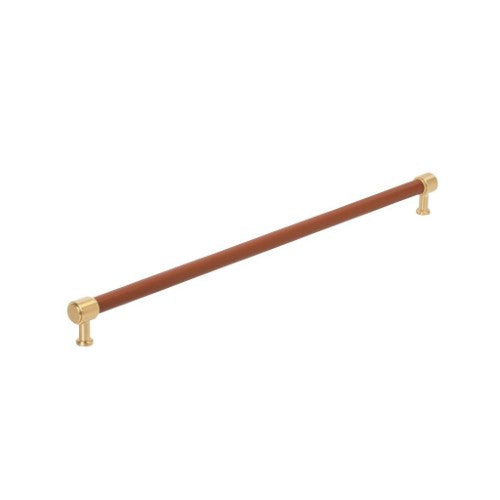Fairlane Zinc & Leather Cognac Leather / Champagne Bronze Appliance Pull 3