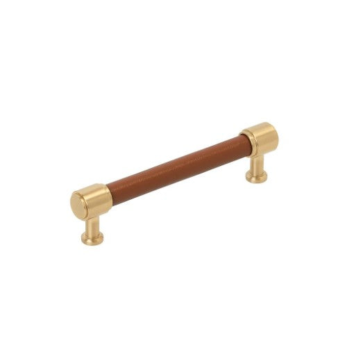 Fairlane Zinc & Leather Cognac Leather / Champagne Bronze Cabinet Pull 4
