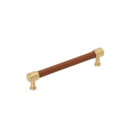 Fairlane Zinc & Leather Cognac Leather / Champagne Bronze Cabinet Pull 5