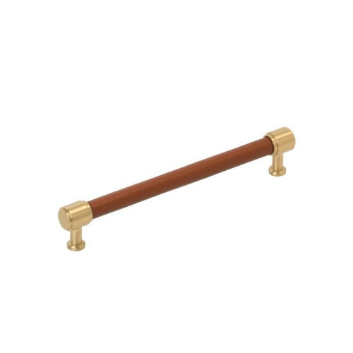 Fairlane Zinc & Leather Cognac Leather / Champagne Bronze Cabinet Pull 6