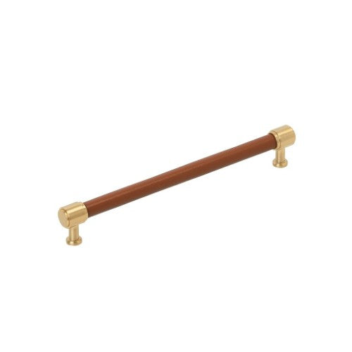 Fairlane Zinc & Leather Cognac Leather / Champagne Bronze Cabinet Pull 7