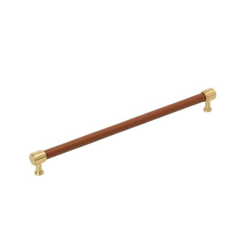 Fairlane Zinc & Leather Cognac Leather / Champagne Bronze Cabinet Pull 2