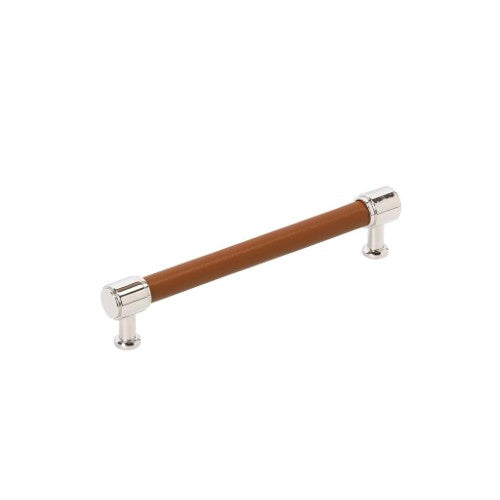 Fairlane Zinc & Leather Cognac Leather / Polished Nickel Cabinet Pull 5