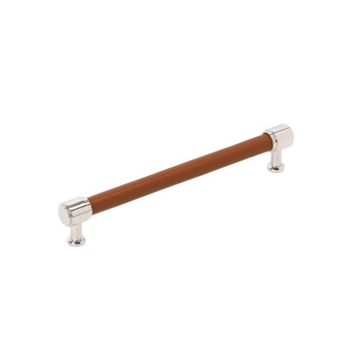 Fairlane Zinc & Leather Cognac Leather / Polished Nickel Cabinet Pull 6