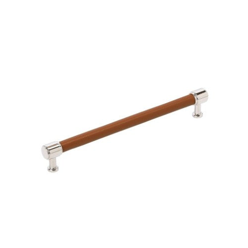 Fairlane Zinc & Leather Cognac Leather / Polished Nickel Cabinet Pull 7