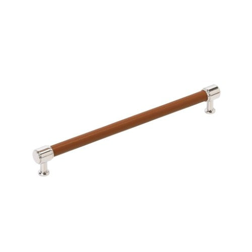 Fairlane Zinc & Leather Cognac Leather / Polished Nickel Cabinet Pull 1
