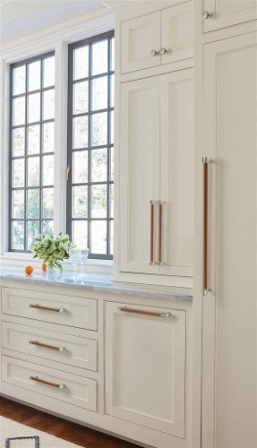 Fairlane Zinc & Leather Cognac Leather / Polished Nickel Cabinet Pull 23
