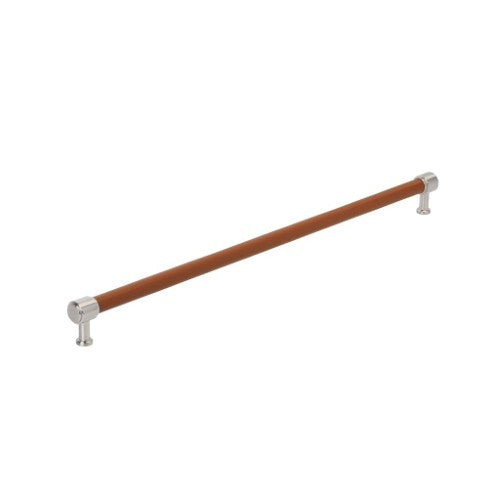 Fairlane Zinc & Leather Cognac Leather / Satin Nickel Appliance Pull 3