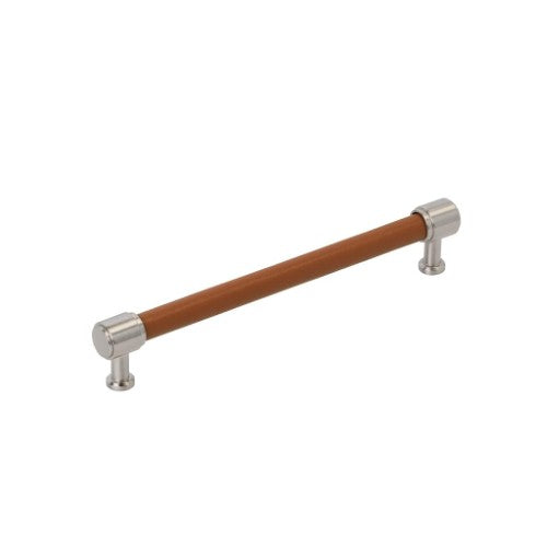 Fairlane Zinc & Leather Cognac Leather / Satin Nickel Cabinet Pull 6