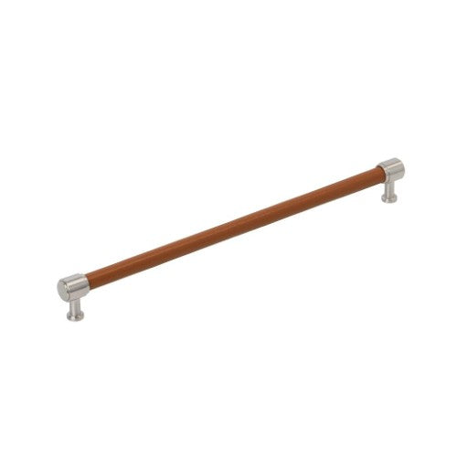 Fairlane Zinc & Leather Cognac Leather / Satin Nickel Cabinet Pull 2