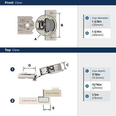 Compact Concealed Hinges Steel Nickel Cabinet Hinge 2