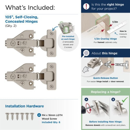 Euro Concealed Hinges Steel Nickel Cabinet Hinge 3