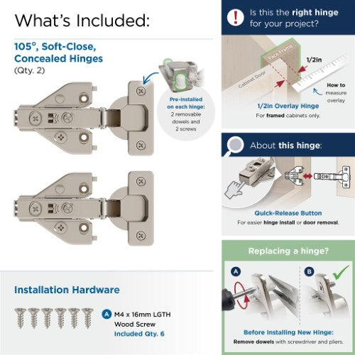 Euro Concealed Hinges Steel Nickel Cabinet Hinge 3