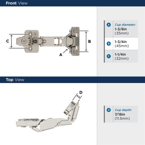 Euro Concealed Hinges Steel Nickel Cabinet Hinge 3