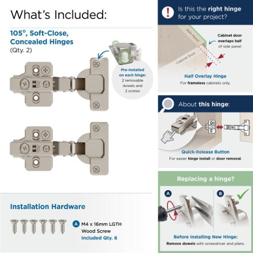 Euro Concealed Hinges Steel Nickel Cabinet Hinge 4