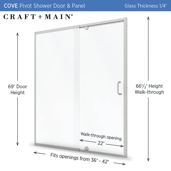 Cove Glass & Aluminum Brushed Nickel Shower Door Brushed Nickel 2
