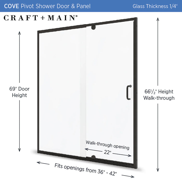 Cove Glass & Aluminum Matte Black Shower Door Matte Black 2