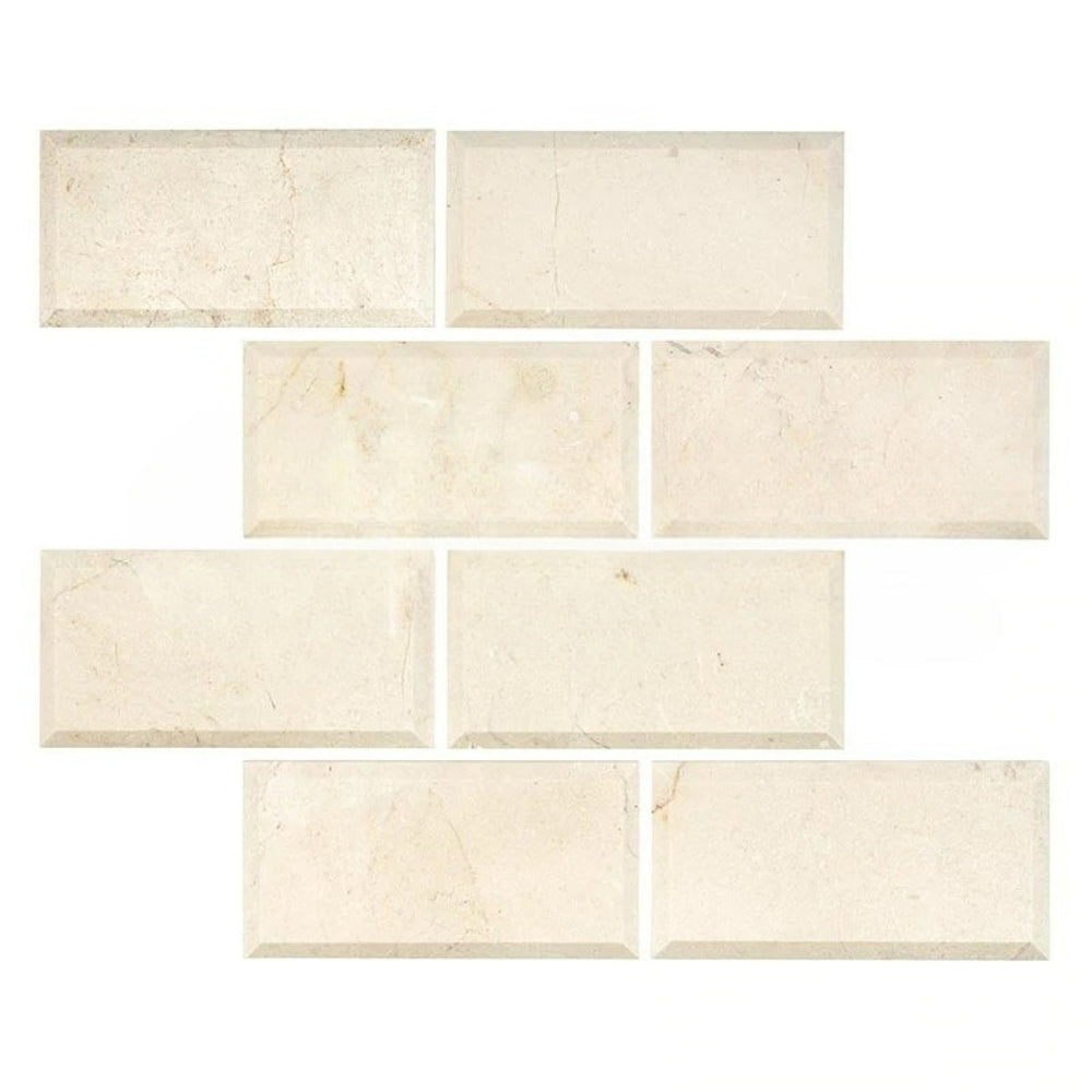 Full Tile Sample - Crema Marfil Beveled Marble Tile - 24" x 24" x 1/2" Polished