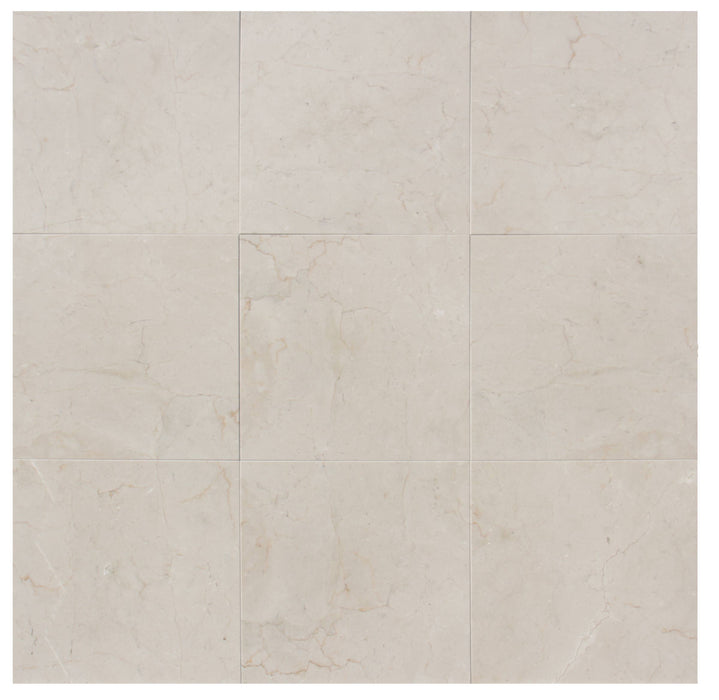 Crema Marfil Beveled Polished Marble Tile - 12" x 12" x 3/8"