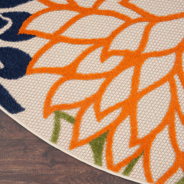 Aloha ALH05 Multicolor Polypropylene Tropical Area Rug - 10 Ft x Round