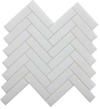 Crystal White Honed Marble Mosaic - 1" x 4" Herringbone