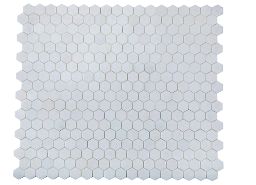 Crystal White Marble Mosaic - 2" Hexagon Honed