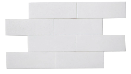 Crystal White Honed Marble Tile - 4" x 12" x 3/8"