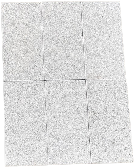 Crystal White Beveled Flamed Granite Paver - 6" x 12"