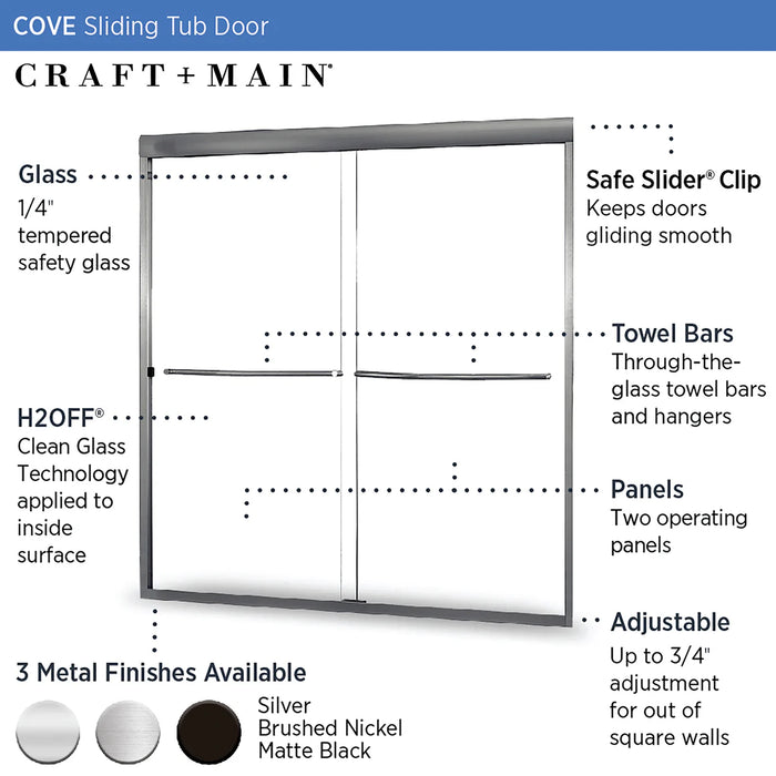 Cove Glass & Aluminum Brushed Nickel Shower Door Brushed Nickel 6