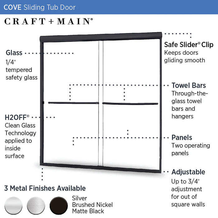 Cove Glass & Aluminum Matte Black Shower Door Matte Black 6
