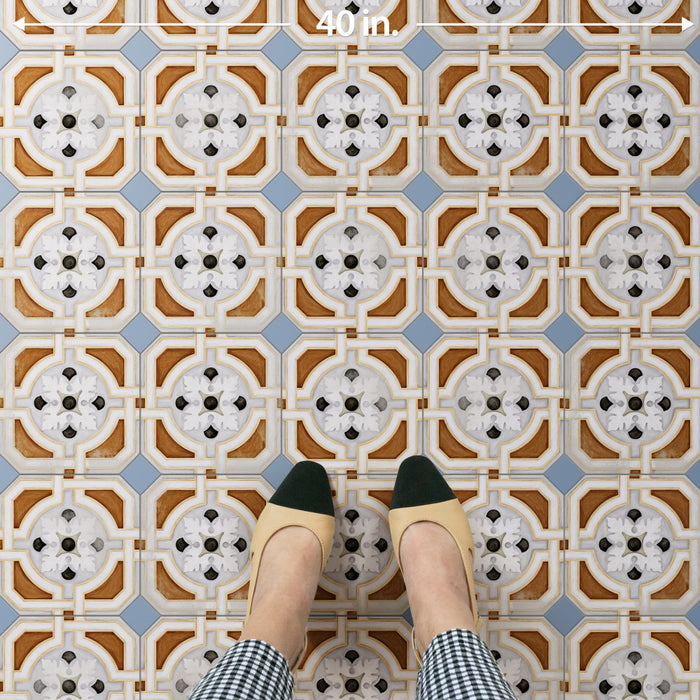 Vaudeville Porcelain Octagon Deco Zimer with Taco Azzuro Tile Matte 8