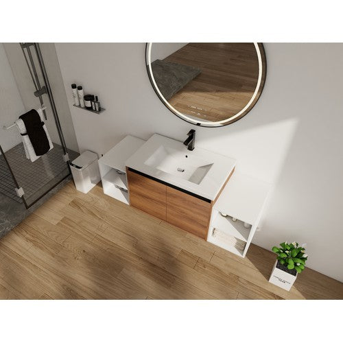 Engineered Wood Brown Ebony & Glossy White Bathroom Vanity Brown Ebony & Glossy White 2