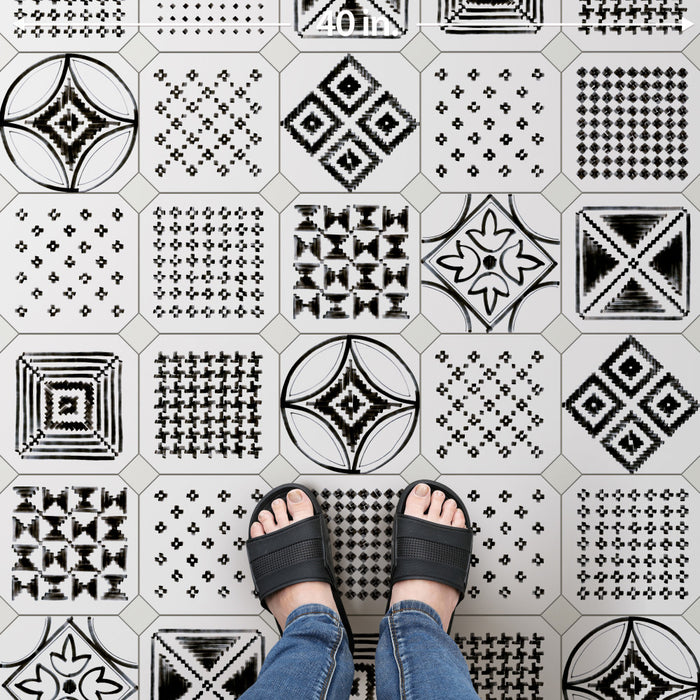 Vaudeville Porcelain Octagon Deco Sombra with Taco Nacar Tile Matte 8