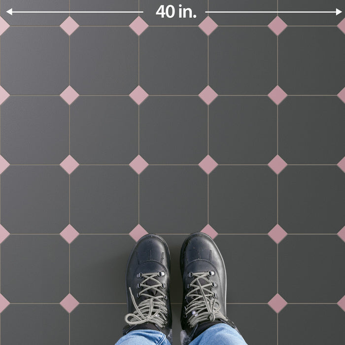 Vaudeville Porcelain Octagon Antracita with Taco Pink Tile Matte 7