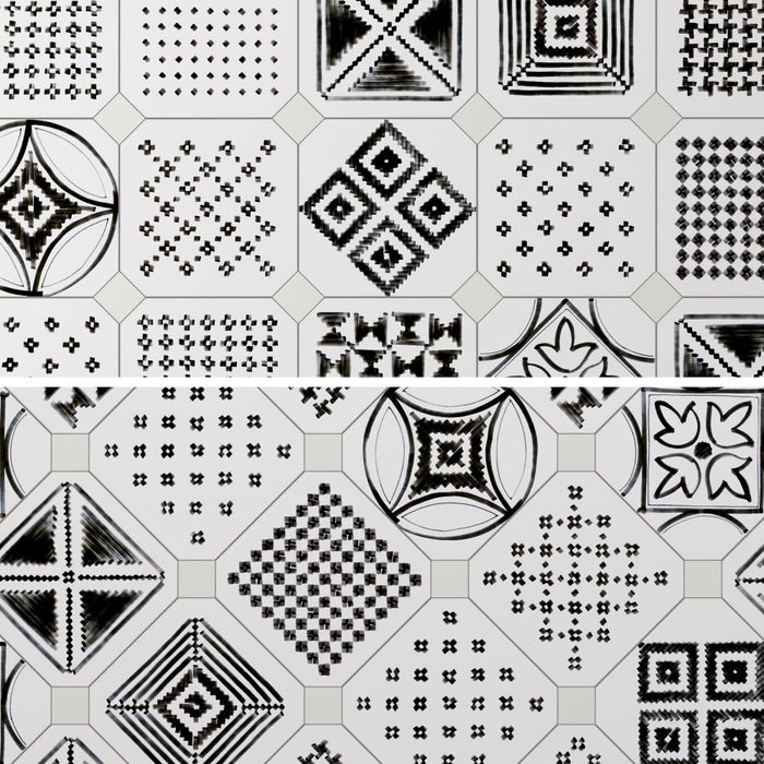 Vaudeville Porcelain Octagon Deco Sombra with Taco Nacar Tile Matte 7