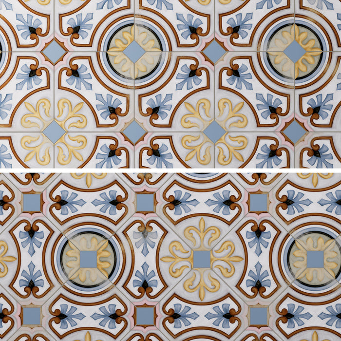 Vaudeville Porcelain Octagon Deco Diglas with Taco Azzuro Tile Matte 7