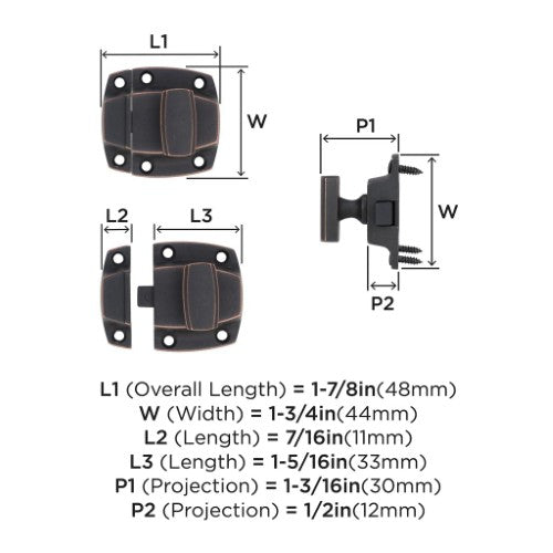 Highland Ridge Zinc Dark Oiled Bronze Cabinet Latch 2