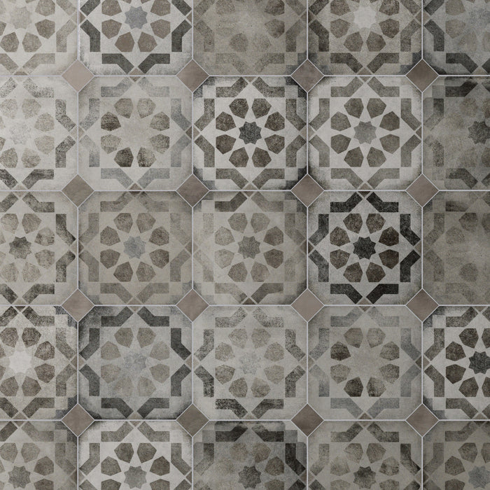 Laverton Porcelain Octagon Deco Sombra with Grafito Tile Matte 1
