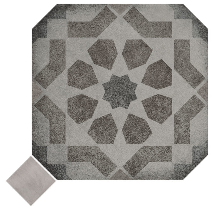 Laverton Porcelain Octagon Deco Sombra with Taco Gris Tile Matte 3