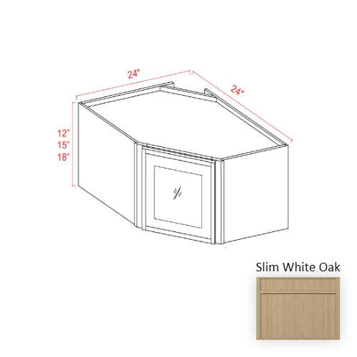Slim Shaker Style Wood White Oak Diagonal Corner Wall Cabinet White Oak 1