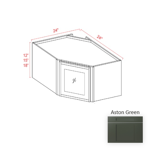 Slim Shaker Style Wood Aston Green Diagonal Corner Wall Cabinet Aston Green 1