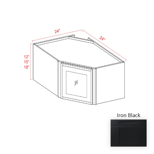 Slim Shaker Style Wood Iron Black Diagonal Corner Wall Cabinet Iron Black 1