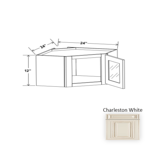 Classic Style Wood Charleston White Diagonal Corner Wall Cabinet Charleston White 1