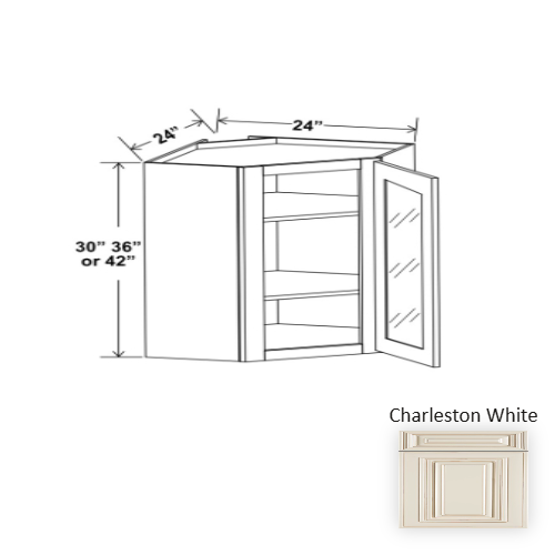 Classic Style Wood Charleston White Diagonal Corner Wall Cabinet Charleston White 1