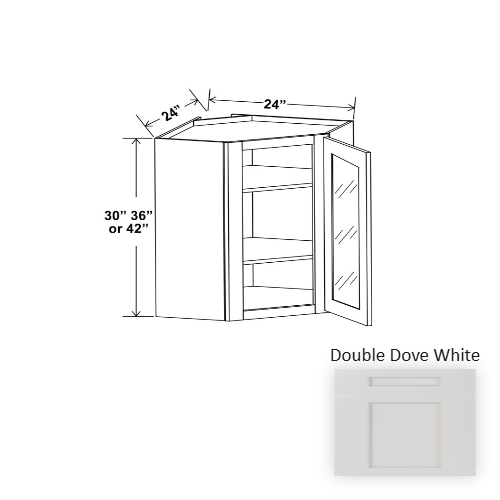 Double Shaker Style Wood Dove White Diagonal Corner Wall Cabinet Dove White 1